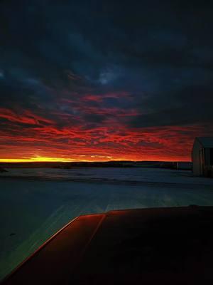 Wow did the Lord paint a good one tonight.  #406 #sunset #sailorsdelight #fiery #76chevy #badlands #farmlife #tiktokban #foryou #foryoupage #fyp 