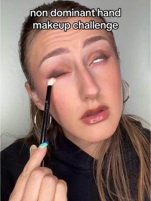 Replying to @Día and Daddy PT.2 of doing my makeup ONLY with my non dominant (left hand) 😅🫲🏻 #makeupchallenge #beautychallenge #makeupartist #makeuptutorial #nondomhandchallenge 