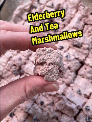 Replying to @Light_in_this_dark elderberry and tea marshmallows! No sugar marshmallows, just honey! These were good! I love them! I added mini chocolate chips just to make them more exciting to my 2 year old niece. #elderberry #homemade #marshmallows #yum #easy 