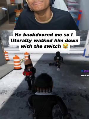 He literally got walked down with the switch 😂 #streamer #trippinzee #funnyclips #viralclips #drill #roblox #fyp 