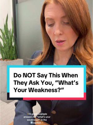 ✨Here are 4 great example answers the next someone asks you in a job interview, “what’s your weakness?” ✨  ✅”I sometimes find it difficult to delegate responsibility when I feel I can finish the task well myself. However, when I became manager in my last role, it became critical I learn to delegate tasks. To maintain a sense of control when delegating tasks, I implemented a project management system to oversee the progress of a project. This system enabled me to improve my ability to delegate efficiently."   ✅”Oftentimes, I can be timid when providing constructive feedback to coworkers or managers, out of fear of hurting someone's feelings. However, in my last role, my coworker asked me to edit some of his pieces and provide feedback for areas of improvement. Through my experience with him, I realized feedback can be both helpful and kind when delivered the right way. Since then, I've become better at offering feedback, and I've realized that I can use empathy to provide thoughtful, productive feedback."   ✅”I'm not great at analyzing data or numbers. However, I recognize this flaw can prevent me from understanding how my content is performing online. In my last role, I set up monthly meetings with the SEO manager to discuss analytics and how our posts were performing. Additionally, I received my Google Analytics certificate, and I make it a point to analyze data related to our blog regularly. I've become much more comfortable analyzing data through these efforts."   ✅”Public speaking makes me nervous. While I don't need to do much public speaking in my role as a web designer, I still feel that it's an important skill — especially when I want to offer my opinion during a meeting. To combat this, I spoke with my manager, and she recommended I speak at each team meeting for a few minutes about our project timeline, deadlines, and goals when developing a website for a client. This practice has enabled me to relax and see public speaking as an opportunity to help my team members do their jobs effectively."   #howtoanswerinterviewquestions #jobinterivew #corporatejobs #jobinterviewquestions #jobsearch #work 