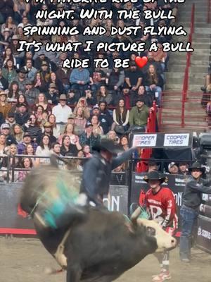 My Favorite ride of the night. With the bull spinning and dust flying. It’s what I picture a bull ride to be ❤️ #pbr #pbrbull #bullriding #bulls #fyp #foryou @PBR @Chase Hamlin 