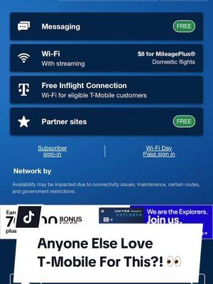 Did you know you get free in flight wifi with T- Mobile? #travelbucketlist #travelhacks #travel #tmobile @T-Mobile  #airplanetravelhacks #travelhack #CapCut #freewifi #travelperks 