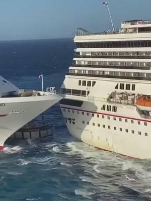 2 Carnival ships crashed in Cozumel this morning 🛳🤯#cruise #ship #cozumel #mexico #uncorked #omg #wow #fyp #goviral #viral#foryou#foryoupage