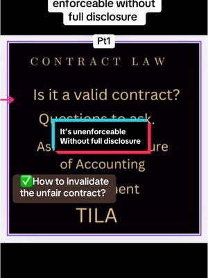 Is it the contract enforceable without full disclosure under contract law? No #contractlaw #negoitableinstruments #cestuiquevietrust #consumerrights #billofexchange #dischargingdebt #unformconnercialcode #consumerlaw 