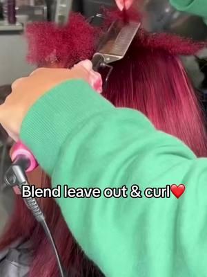 Blend leave out & curl❤️ #leaveout #quickweave #redhair #curlhair #hairtutorial #4chair #relaxedhair 