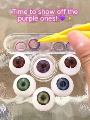 Time to show off the purple ones! 💜 Super deal: 10 pairs for just $99! 😍 #eyeza #coloredcontacts #eyezalens #contacts #cosplaylenses #graylenses #demonslayer #eyecontact #makeup #purple #purplelenses 