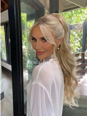 Half up bridal styles 🤍 #bridalhair #halfupbridalhair #updos #vobridal #hairextensions #southfloridabridalhairstylist #fortlauderdaleweddinghairstylist #luxurybridalhair 