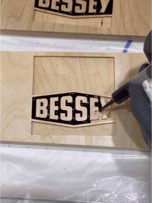 Showing how I add the Totalboat epoxy tinted with Mixol black to these Bessey clamp rack pieces.  Next I’ll add the red tinted epoxy.  @BESSEY Tools North America #epoxy #epoxyresin #clamps #clampracks #woodworking