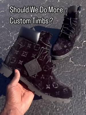 @Daddy4kicks Luxury meets durability. 💼✨ These custom Timberland boots wrapped in LV velvet material bring a bold and elevated look to a timeless classic. Ready to step up your style game? Let’s create your dream pair today! Send a direct message to order. #CustomTimbs #LVInspired #LuxuryStreetwear #CustomFootwear