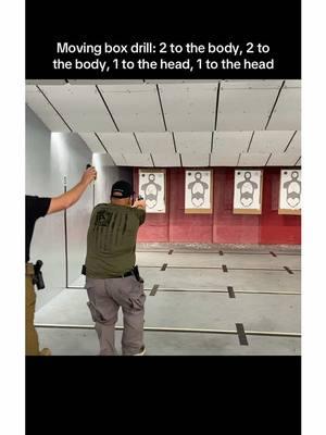 Moving box drill: 2 to the body, 2 to the body, 1 to the head, 1 to the head #boxdrills #shootingdrill #ccw #concealcarry #concealedcarry #firearmstraining #carryconcealed #shootingandmoving #holsterdraw 