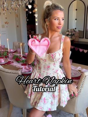 Heart Napkin Tutorial!💖 Not gonna lie, this took me 5 times to finally get right. 😅 Sooooo cute, great for a Valentines/Galentines setup!!  #valentinesdaydecor #heartnapkin #vdaydecor #valentinesdecor 