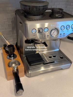 Playing pretend barista in the mornings brings me so much joy #breville #brevillebaristaexpress #espressomachine #espressoathome #morningcoffee #tampingstation #aestheticcoffee #brevilleaccessories #espressostation #coffeemusthaves  