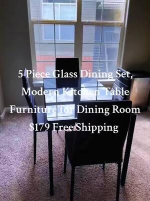 5 Piece Glass Dining Set, Modern Kitchen Table Furniture for Dining Room $179 Free Shipping #GlassDiningSet #KitchenTable #diningroom #TikTokShop #shopping #viralvideo 