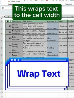 Wrap Text in Excel‼️ #cheatsheets #excel #exceltips #spreadsheet #googlesheets #tutorial 