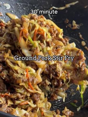 The full recipe for this Ground Pork Stir Fry is on biteswithbri.com. You can also google “ground pork stir fry bri”. #groundpork #stirfry #weeknightdinner #30minutemeals #EasyRecipe #familymeals #veggieloaded #fyp #foodblogger #recipesoftiktok 