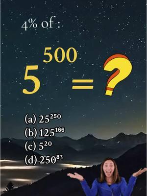 Find 4% of 5⁵⁰⁰ without using a calculator #mentalmath #mathchallenge #algebra #mathteacher #teachingmath 