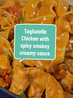 Tagliatelle Chicken with spicy smokey creamy sauce  🛒Ingredients • Tagliatelle pasta- boil to al dente,   keep aside 1 cup boiling pasta water for the sauce.  • 300g Chicken, cut into desired size • 100g brussels sprouts •  Olive Oil • 1 cup pasta water  •  ½ yellow onions, slice • 3-4 garlic, smash • 2-3 habaneros, slice  • 1 small can tomato paste • 1 box cooking cream • 6-8 Tbsp Liquid Smoke ( adjust the smokeyness as you like)  • Salt , Sugar & chicken stock to taste 👅Taste taste taste adjust accordingly 👩‍🍳Method as shown in the video  Enjoy😘 ok byeh! #tagliatellechickenwithspicymokeycreamysauce #stubbsliquidsmoke #pastainsmokeycreamysauce  #liquidsmoke  #virginia #habanero #habaneroaddict #hotandeasyrecipe #recipeoftheday #malayin🇺🇸 #asianoverseas  #malayfood #momslife #Vlog #momsvlog #fusionfood 