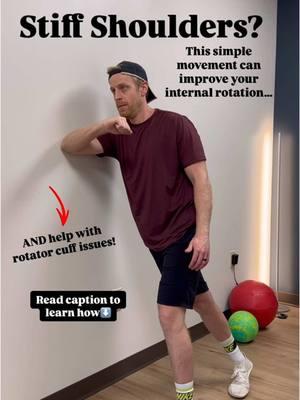 🎯Getting Nowhere with Your Shoulder Mobility? Try This!🔥 (Full Shoulder Rehab + Mobility program on SALE in @theptinitiative Bio Link!...) . 💥Two common areas I see people have problems in their shoulders are Lack of shoulder internal rotation mobility Pain or weakness in the posterior rotator cuff - Many of these same people have tried standard shoulder stretches and external rotation exercises, but feel like they aren’t making any real progress. -- Sound familiar? --- 🎯If so, I recommend giving this a try! —- This helps improve shoulder internal rotation by mobilizing the posterior capsule of the shoulder. As we rotate the arm in the humerus needs to access the posterior component of the shoulder capsule. So opening this up will improve internal rotation mobility --- The other great thing about this exercises is the loading that is happening through the posterior shoulder, while we mobilize the capsule. -- Keep pressure into the wall the entire time, so that you are actively controlling the lengthening and contraction of the posterior rotator cuff. —— 🔥Give this a try and let me know what you think! —— 🎉🎯Ready to finally transform how you move and feel? Here’s how I can help you: ✅Start one of my proven, targeted rehab + mobility programs (Full list in Bio link) ✅Bulletproof your whole body with The Performance Bundle (50% OFF currently) ✅Schedule a remote evaluation with me (Movement assessment + custom program included) —— 📢Find this helpful? Save for later and SHARE with a friend! —- #shoulderpain #posture #postureexercises #pt #physicaltherapy #roundedshoulders #theptinitiative