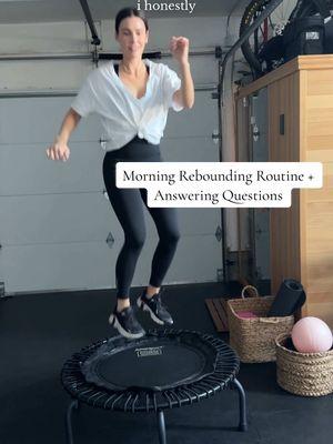 HEALTH \ start your morning with rebounding👯‍♀️  I’ve incorporated this into my routine and love it! I started it to help pump my lymphatic system and get everything moving to support my bodies detox! BUT there are so many other benefits too: improving mood, cardiovascular health, increased bone density AND strengthen the pelvic floor, ladies!!👊🏻 I started with 5 minutes and worked my way up to 15 about 5x/week. This is a great warmup before starting a workout! See all the different moves I do☝🏻☝🏻 Save this vid, turn on some good music and jump with me!!👯‍♀️  LiNKS on my LTK shop: rebounder / mini trampoline, non-toxic activewear and my home gym setup🔗🔗 #reboundingworkout #rebounding #lymphaticdrainage #bodydetox #detoxjourney #explantjourney #explant 