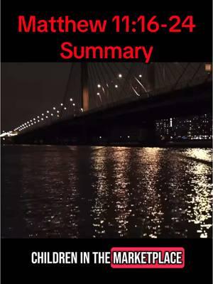 Matthew 11 Summary In Matthew 11, Jesus continues his ministry and addresses the doubts of John the Baptist, who is imprisoned. He reassures John by highlighting the miracles and teachings that fulfill prophecy. Jesus then speaks about the cities that have witnessed his works but remain unrepentant, warning them of the consequences. The chapter concludes with Jesus offering rest and comfort to the weary, emphasizing that his yoke is easy and his burden light. In essence, Matthew 11 is about faith, repentance, and finding rest in Jesus. #matthew11 #matthew #thegospel #biblestudy #biblesummary #dailydevotional #devotional #jesus #christian #christiantiktok 