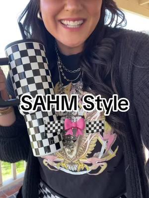 🏁🎀🏁 Living out this SAHM life for 2 more weeks.  Top is from @Bailey Made Tees & Boutique and I distressed it to my style liking. Super cute graphic.  Necklace @idyllwind  Hat @Rodeo in the Sky  #sahmoutfit #style #OOTD #momstyle #getreadywithme #grwm #cutestyle #checkeredprint 