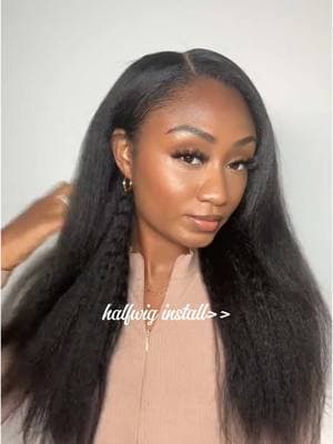 Half wig blends seamlessly 👍🏽 🔍[HFKS] in bio #iseehairbeauty #iseehalfwig #flipoverwig #drawstringwig #kinkystraight #humanhair #naturalhair 