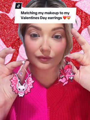 Which of our Valentines Day earrings should I match my makeup to next?!  Also, not a makeup artist, just have a ton of earrings and palettes so If I did something wrong oops! #makeup #valentinesdaymakeup #ValentinesDay #earrings #cuteearrings #matchingmymakeuptomyearrings #handmadearrings #cuteearrings #makeuptrend #batwingeyeliner #fyp #foryou #makeuptrend #valentinesdaygifts 