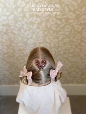 Kind of dying at the cuteness🥹🩷 product is @Salee Hair hair glitter and bows are launching to my collection with @Dittobug-Hair TOMORROW! ✨ #hairglitter #ValentinesDay #pigtails #hairtutorial #hairstyle #hairtok #viralhair #kidshairstyles #heatlesshair  #easyhairstyles #schoolhairstyles #trending #hairideas #hairinspo #Lifestyle #MomsofTikTok #trending #shorthair #kidshairstyles  #slickedhairstyles #youngmom #cleangirlaesthetic #relatable  