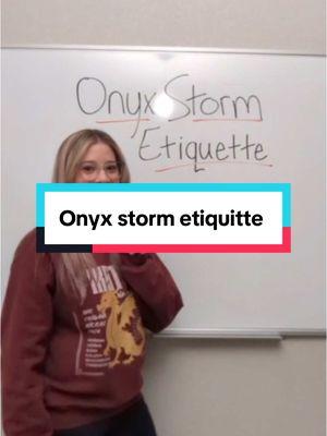 Class is in session with Professor Lexi Today’s topic: Onyx Storm Release Week Etiquette  Rule #1 - NO SPOILERS  (PLEASE)  Rule #2 - Enjoy the ride!  Don’t let the expectations of needing the book to go a certain way hurt your experience of this wonderful story.  RY knows where it’s going and we trust her! Rule #3 - No asking about when book 4 is coming Rebecca has been very open about the wear and tear that writing this book had on her and her body.  So we will not be asking when book four is coming out because a healthy Rebecca is the TOP priority!  Here at FFG we will be going dark on social media next week as we hold ourselves up and read the book together and record our reactions epsiode.  Then we will not be posting any spoilers until Monday the 27th (which is our public Live Q+A)  but not to worry - all of our spoiler posts will have LARGE AND OBNOXIOUS SPOILER WARNINGS!  All right - deep breaths everyone! 5 more days! #onyxstormmidnightrelease #onyxstorm #onyxstormbook #fourthwing #fantasybook #fourthwingtheories #dragonbook #ironflame #rebeccayarros #empyreanseries #xadenriorson #dainaetos #violetsorrengail #fourthwingmeme #fourthwingpodcast #BookTok #romantasy #fantasybook #booktokpodcast #bookpodcast #podcast#fourthwingrebeccayarros #fantasybookseries #fantasyfangirls #fantasyfangirlspodcast