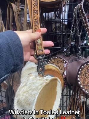 Wristlet in Tooled Leather ✨ #cowhide #dtx #westernlinens #texas #wristlets #fyp 