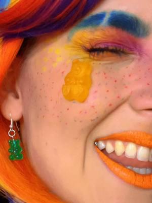 Another look from when I almost entered @GaysofUniversal’s 2024 GURL Challenge! The theme was Sweet Revenge where contestants had to put together a look inspired their favorite candy, but with an added wicked twist. No twist here though, just an colorful attempt 😅 #gummybear #gummybears #gummibear #gummibears #candy #candymakeup #pridemakeup #Pride #lght #gummybearmakeup #gummybearchallenge 