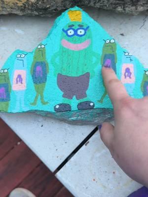 Replying to @princessjazzey1991 he was a mean girl but in this case mean sea cucumber 🤣 #spongebob #brickart #brick #brickpainting #fundecor #gardendecor #yardart 