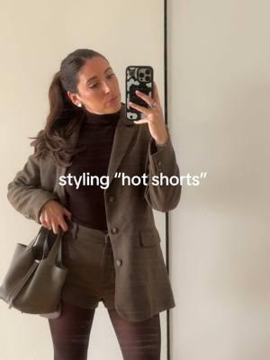 what do we think of the hot shorts trend? #hotshorts #winteroutfits #winterstyle #brownoutfit #picotin18 