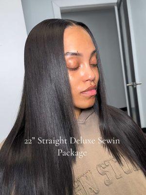 22” Straight Deluxe Sewin Package 💎 I love The Hair I Sell Soooo Bad, Restock Soon I Promise 🩷 #sharislayscollection #clthair #charlottehairstylist #hairtransformation #fyp #sewin #traditionalsewin #middleparthairstyle #middlepartsewin #clthairstylist 