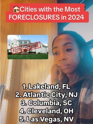 Foreclosure rates are on the rise in key metro areas across the U.S.!  🚨 Cities like Lakeland, FL, Atlantic City, NJ, and Columbia, SC top the list, while major hubs like Cleveland, Las Vegas, and Miami are seeing significant activity too.  📉 Curious about what this means for investors? Let’s dive into the numbers and opportunities! 🏡💼 #ForeclosureSpecialist #RealEstateGoals #fypシ #foryoupage #realestateinvestor #auction #auctioneer #foreclosure #realtoroftiktok #foreclosureauction #fyppppppppppppppppppppppp #realestateinvesting101 #realestate 