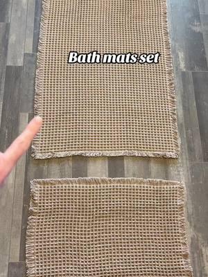 #ad bath mat set of two. These are a great neutral color rug. It has grip on the back to help keep it from sliding. I’m actually going to use these at my doors bc they can be machine washed when they get dirty. #bathmatset #bathmat #rug #kitchenmat #homedecor #TikTokShopJumpstart #TTSDelightNow #ttstastemakers #SpotlightFinds  #TreasureFinds #TTSDelight #TTSLevelUp #NewYearNewAura  #MadeMyYear 