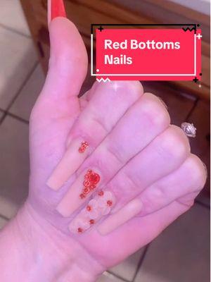 Red Bottoms nail inspo #redbottoms #redbottomnails #nailinspo #bling @NAILEDby Jessica 