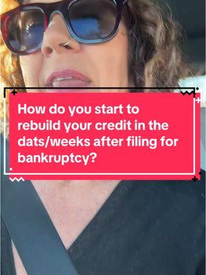 Replying to @Ceairra RADER What can you do IMMEDIATELY after you file bankruptcy to start rebuilding your credit score?  I’m a bankruptcy lawyer and I help people navigate debt relief with dignity.  #debtreliefwithdignity #financialliteracy #financialfreedom #magicofbankruptcy #rebuild #credit #after #bankruptcy #start #here #bankruptcybasics #bankruptcytok #lawyersoftiktok #noshame #stopsuffering #empowerment #empower #debtrelief #lawyer #720 