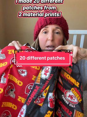 I made 20 different patches from two material prints. DIY patches #diymom #craftymom #diypatch #diyhoodie #pennanthoodie #patches #makeyourown #chiefskingdom #imadeit #patchhoodie 