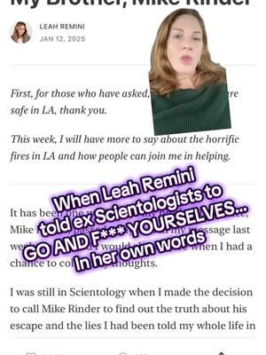 Leah Remini in her own words. Check out her substack for more #leahremini #exscientology #scientologytheaftermath #mikerinder 