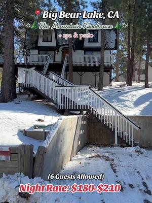 Escape to The Mountain Treehouse in Big Bear Lake! 🏡   🌲 Stunning views all around   🧖‍♀️ Built-in hot tub for ultimate relaxation   Book your perfect getaway today! 🌌 #bigbearlake #bigbearcalifornia #bigbearmountain #bigbearlakecalifornia 