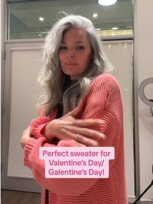 Gift yourself or any She, They or Gay this fabulous, perfectly pink sweater from my TikTok shop! #pinkgirl #pinkgirly #pinkasthethic #pinksweater #greyhair #over40style #galentinesday #cardigan #valentinesoutfit #ValentinesDay  