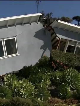 A home that was spared by the #PalisadeFire has now been damaged by a #landslide in the burn area.