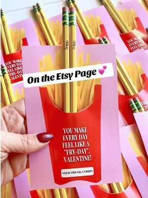 Fry-yay! 🍟💌 These adorable French fry & Friday-themed Valentines with personalized laser-engraved pencils are perfect for your kids’ classroom card exchange! 🎉 Unique, fun, and totally memorable! ✏️✨ #ValentinesDay #KidsValentines #ClassroomExchange #PersonalizedGifts #LaserEngraved #FrenchFries #TeacherApproved #DIYValentines #CreativeGifts #ValentinesDayCards #SmallBusinessLove #MomLife #GiftIdeas #CustomCreations”