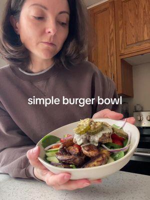 so simple and nutritious!! #burgerbowl #simplelunch #healthylunch #healthymeals #healthymealideas #EasyRecipe #highprotein