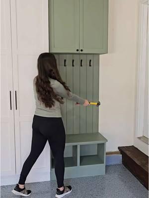 @cedar_hill_builder built this amazing mudroom bench with the Kreg Pocket-Hole Jig 720PRO! This jig made the whole build easy, from the lower bench to the upper cabinet and the shaker-style cabinet doors.👌🏽 Check out the 720PRO while it's $20 off right now! #diymudroom #diymudroombench #mudroom #entrywaymakeover #diyersoftiktok #woodworkingproject #kregjig 