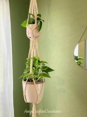 Why hang 1 plant when you can hang 2!  🌱 Plant hanger is available on my Etsy shop. Want it in a different color? I can do that! Message me on Etsy and I would love to help! • #macrame #macrameartist #macramedecor #macrameplanthanger #planthanger #plants #plantdecor #plantlover #macramelover #macrameart #handmadecrafts #angscraftsncreations #onthisday 