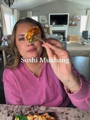 Sushi Mukbang 🩷 #sushi #sushilover #mukbang #asmr #fyp #fy #fypシ #fypシ゚viral #crab #kani #scallops #eel #yum #lunch #cheers 