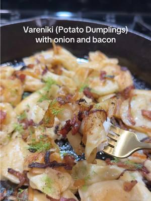 Love getting a bag of potato Vareniki  from my mother in law 🫶🏼 makes dinner so much easier! these are Ukrainian/Russian dumplings that you boil and serve with sour cream. You could also do what I did, caramelize the onions with bacon, then fry the Vareniki in the bacon fat. Turns out delicious!  #D#DinnerIdeae#easydinnerrecipesv#varenikid#dumplingsp#potatodumplingsu#ukranianfoodr#russianfoodp#potatorecipess#slavicculture